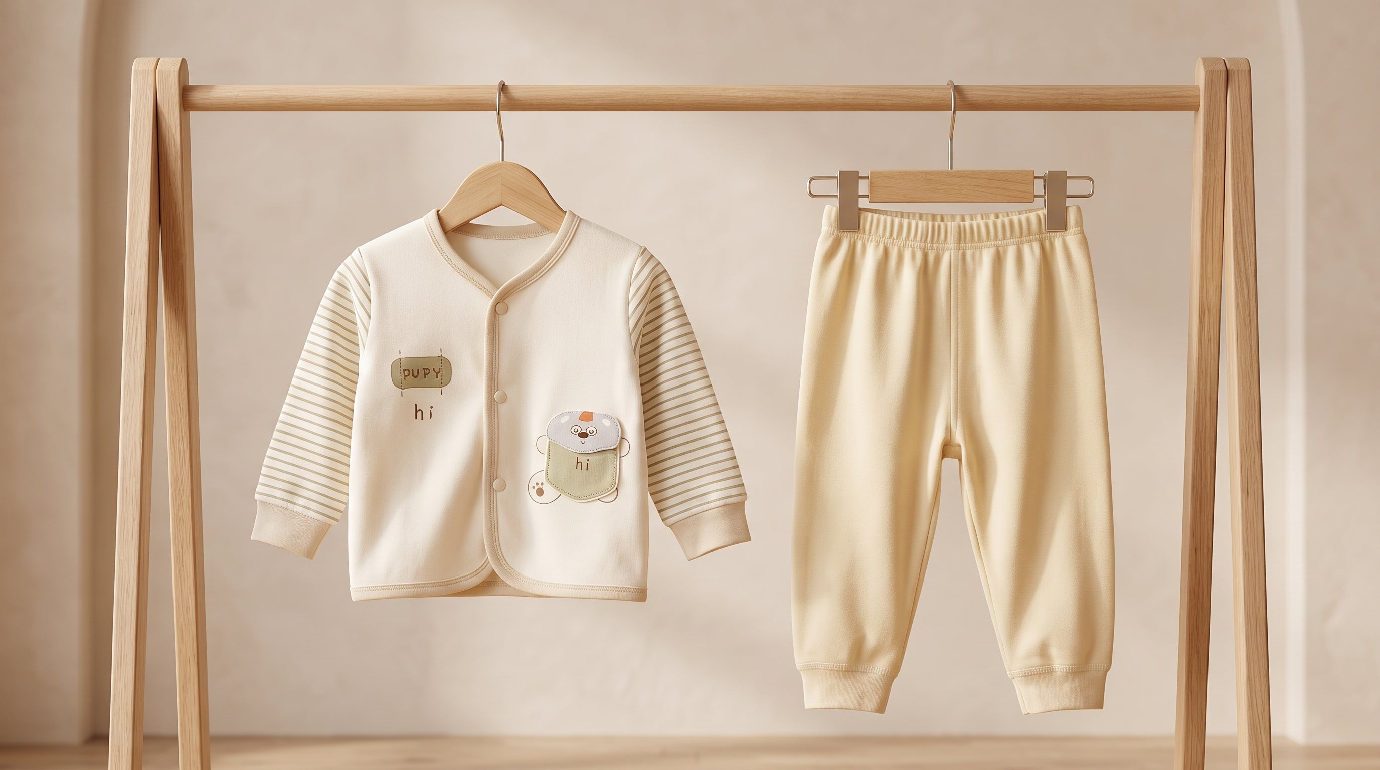 Baby Thermal Cotton Cardigan Top And Trousers 2 Piece Sleepwear Set