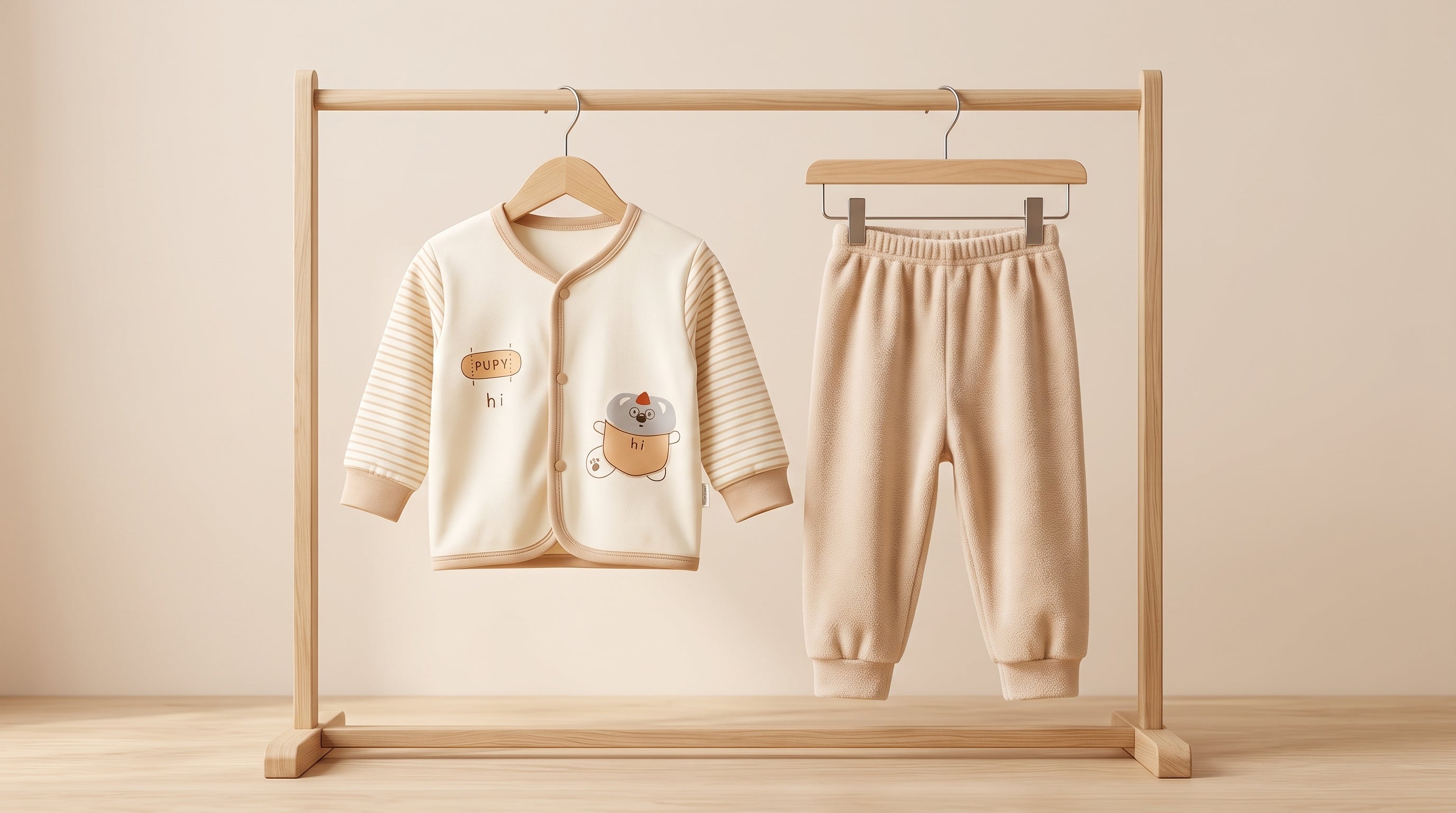 Baby Thermal Cotton Cardigan Top And Trousers 2 Piece Sleepwear Set
