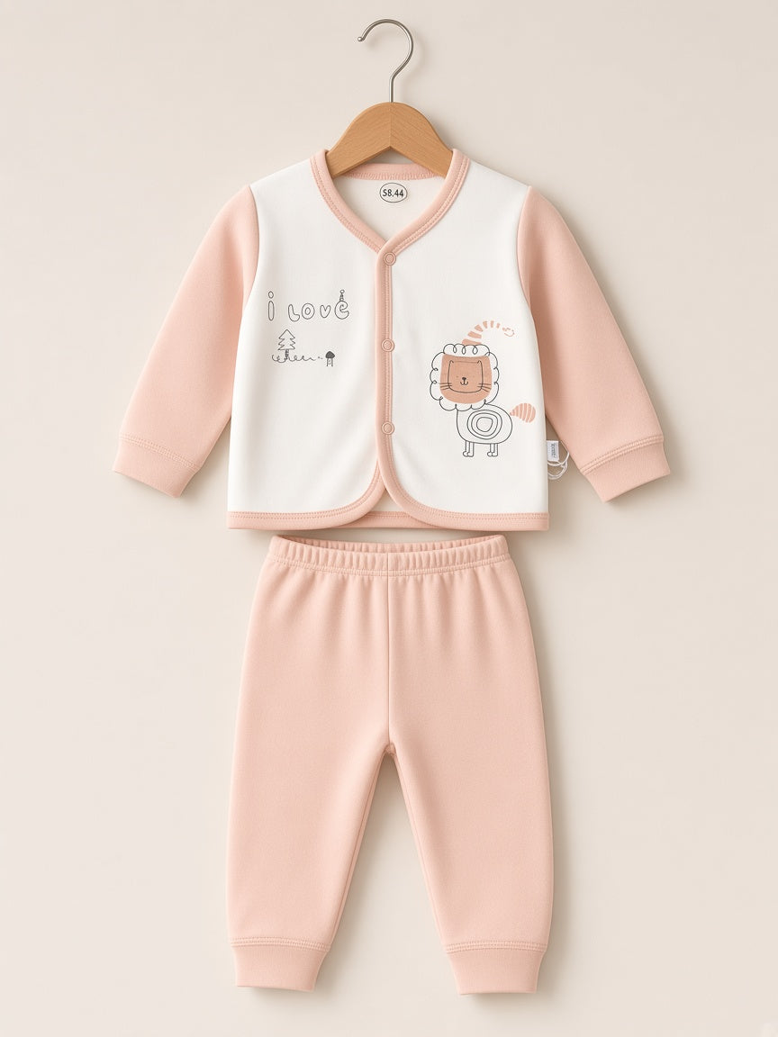 Baby Boys Or Girls Long Sleeve Cardigan And Pants Set With Lion Print