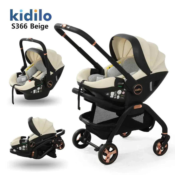 Kidilo S366 3 in 1 Baby Stroller Pram Carry Cot Car Seat Multiple Colors
