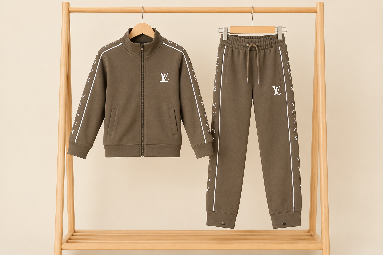 Kids Active Monogram Tracksuit Set With Zip Jacket And Logo Taped Joggers