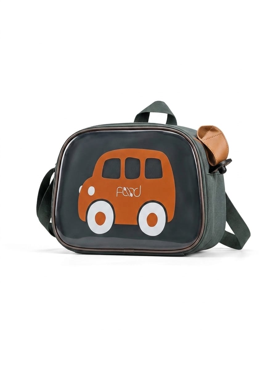 Fun Cartoon Bus Kids Lunch Bag - Insulated School Tiffin Carrier