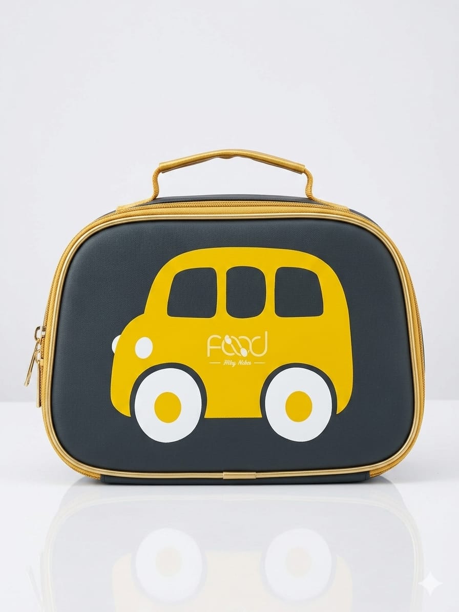 Fun Cartoon Bus Kids Lunch Bag - Insulated School Tiffin Carrier