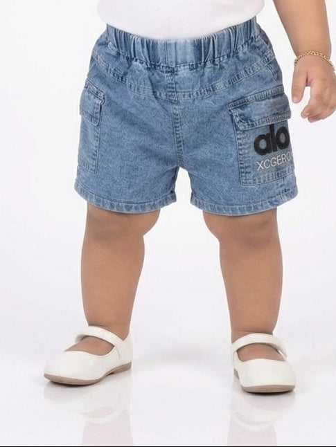 Comfortable Blue Denim Shorts with Cargo Pockets for Stylish Kids Premium Casual Summer Wear