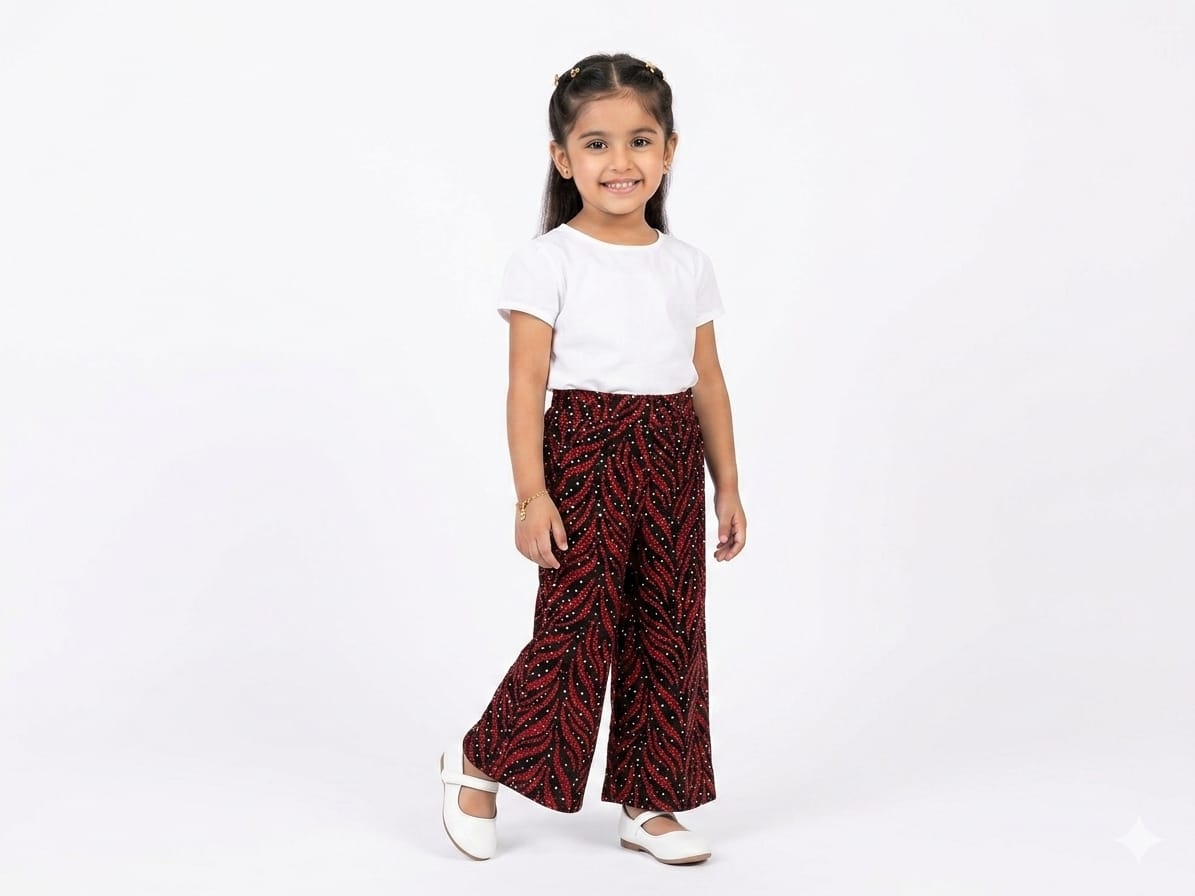 Stylish Girls Wide-Leg Printed Palazzo Pants - Comfortable & Trendy Ethnic Wear