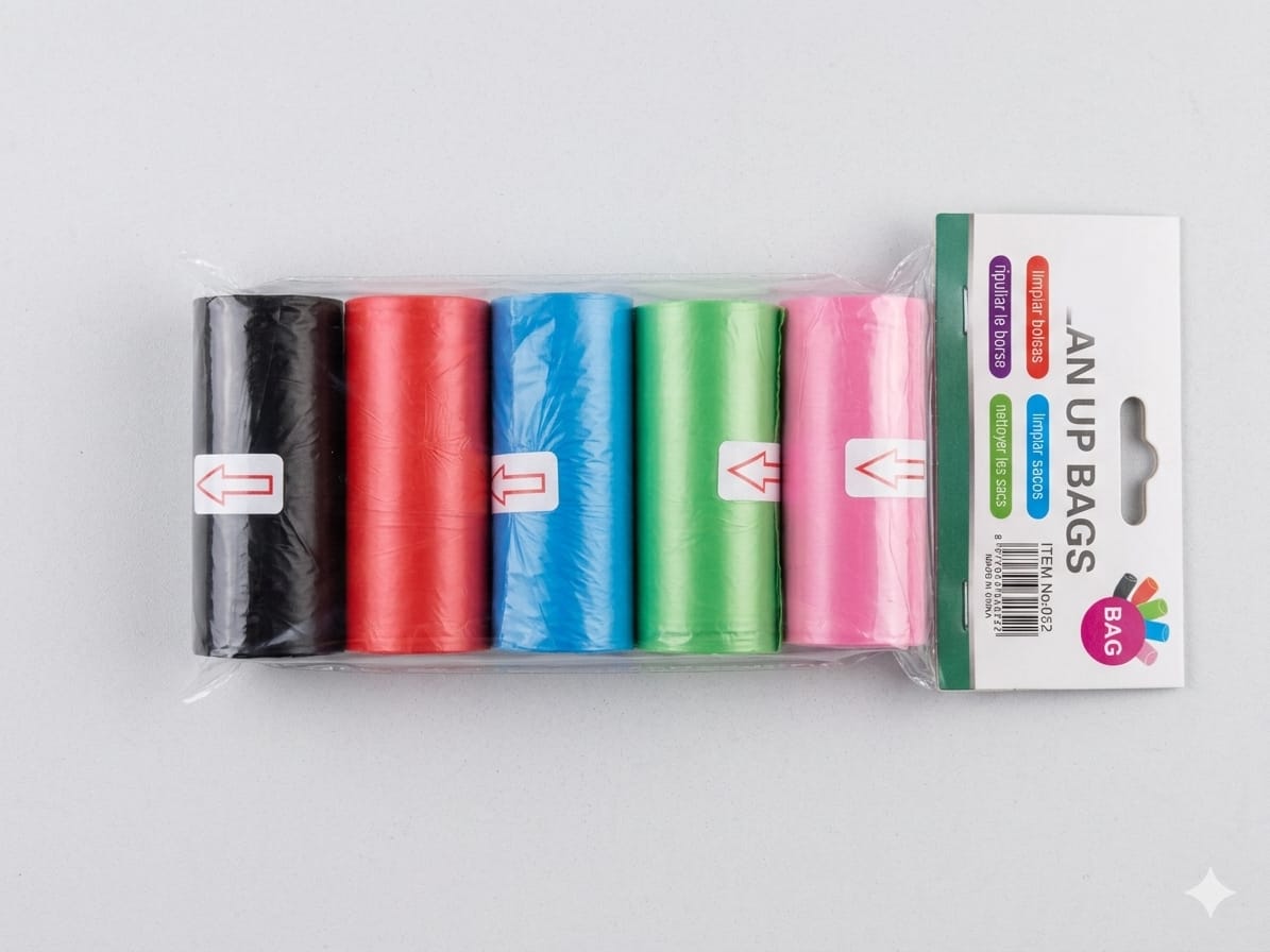 Multi-Colored Roll Garbage Bags - Durable Leak-Proof Cleaning Waste Bags Pack