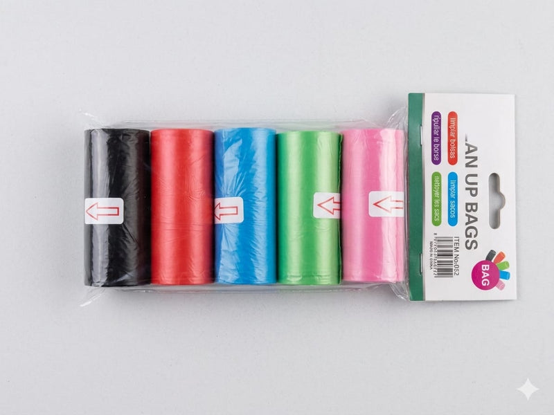Multi-Colored Roll Garbage Bags - Durable Leak-Proof Cleaning Waste Bags Pack