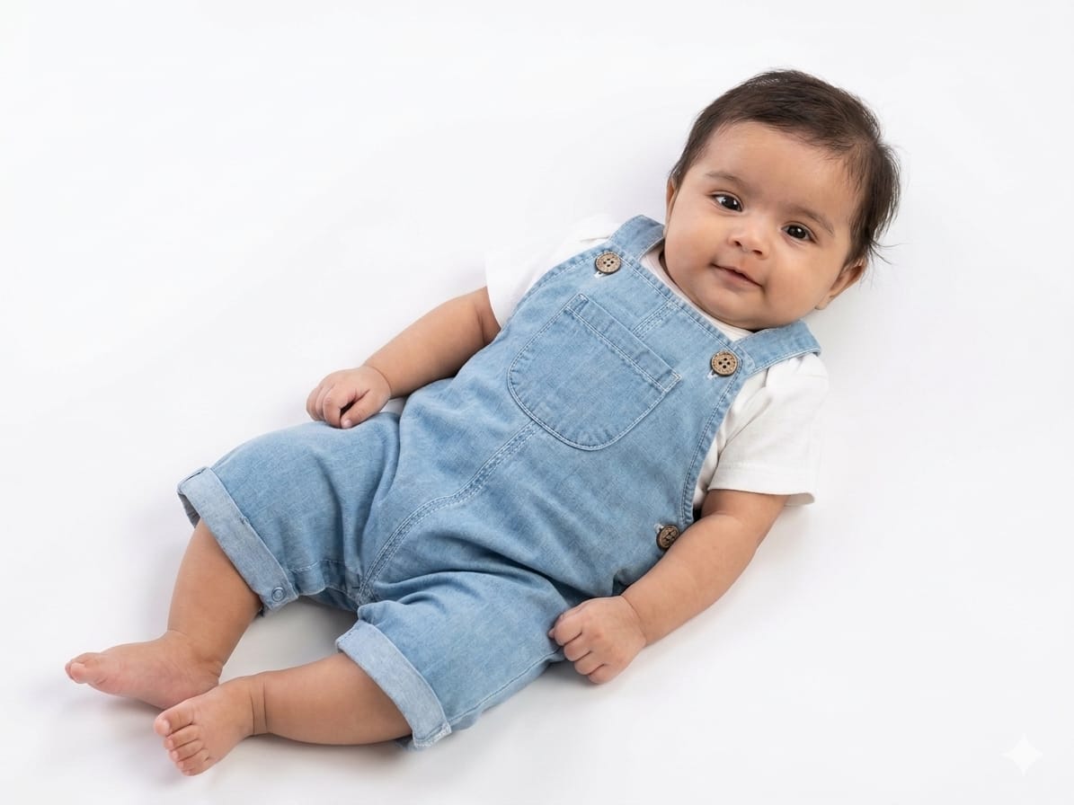 Comfortable Dark Denim Dungaree Shorts Set For Stylish Babies Soft Premium Casual Summer Outfit