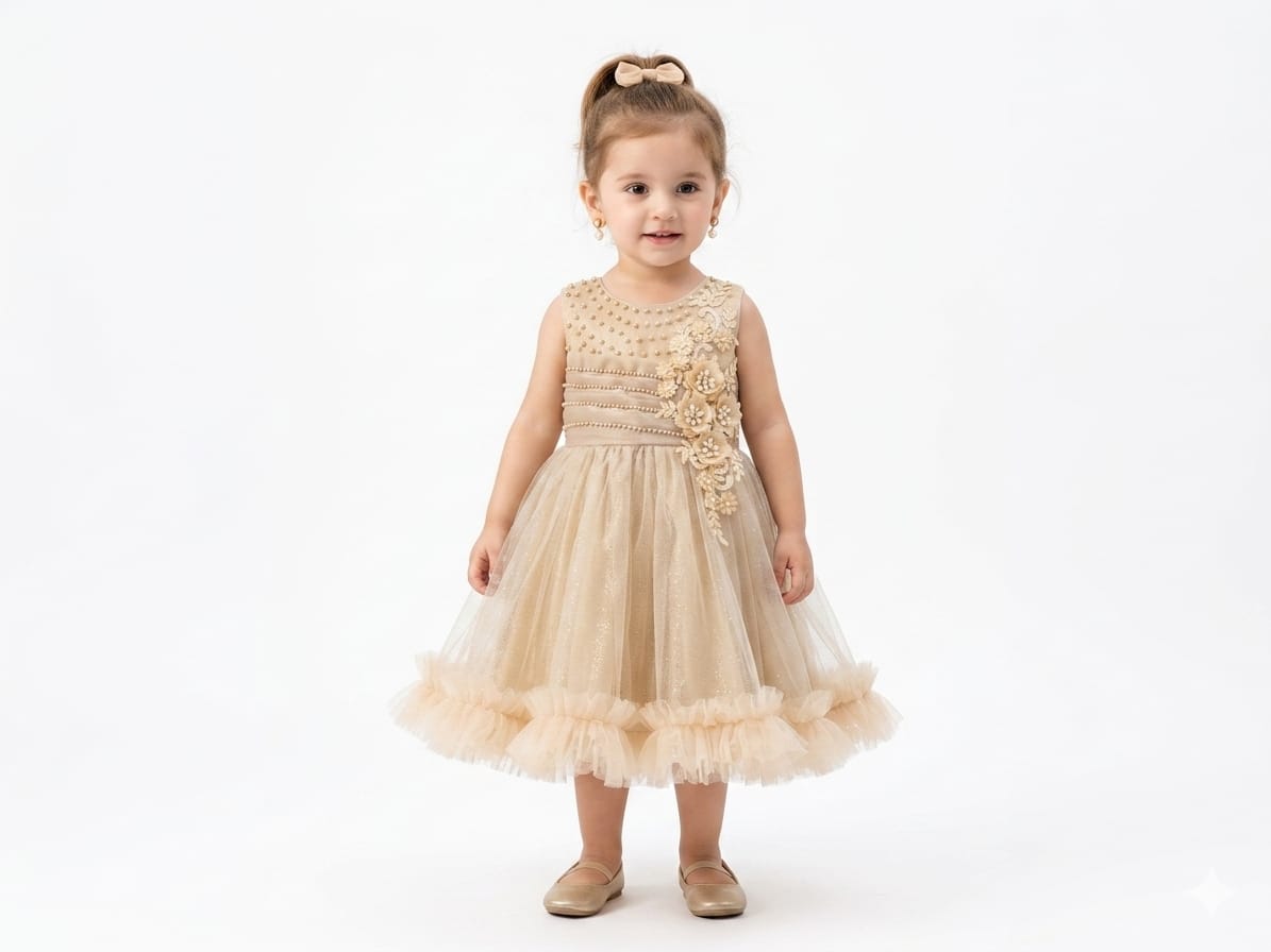 Elegant Embellished Tulle Party Dress for Girls: Sparkle and Grace for Special Occasions