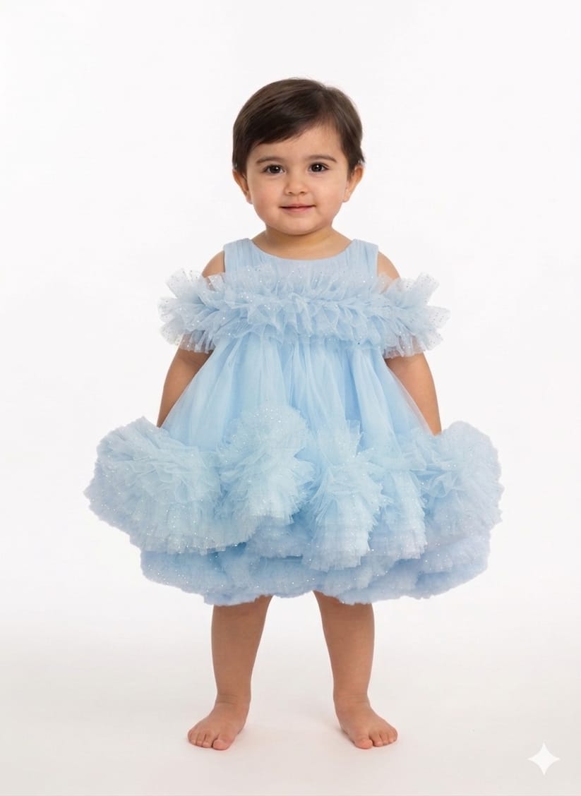 Elegant Toddler Tulle Ruffle Party Dress in Multiple Colors for Birthdays