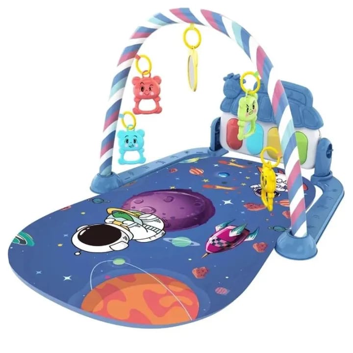 Interactive Musical Activity Play Mat For Infants With Hanging Toys And Piano Keyboard Set