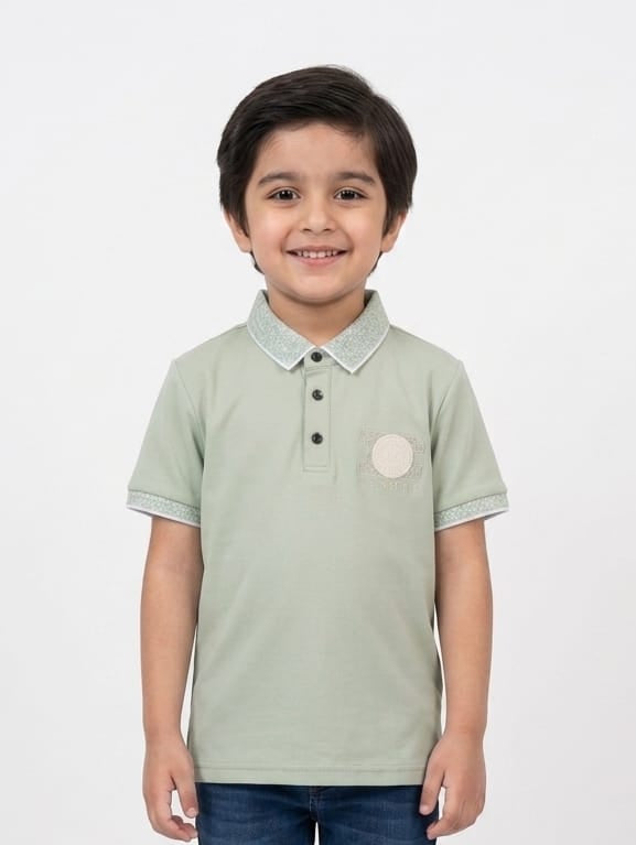 Premium Cotton Polo T-Shirt For Boys Featuring Stylish Printed Collar And Comfortable Breathable Fabric