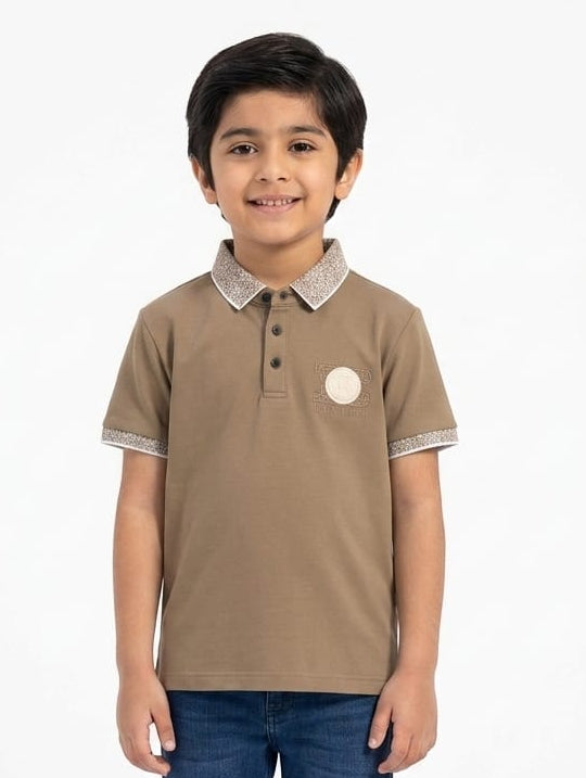 Premium Cotton Polo T-Shirt For Boys Featuring Stylish Printed Collar And Comfortable Breathable Fabric