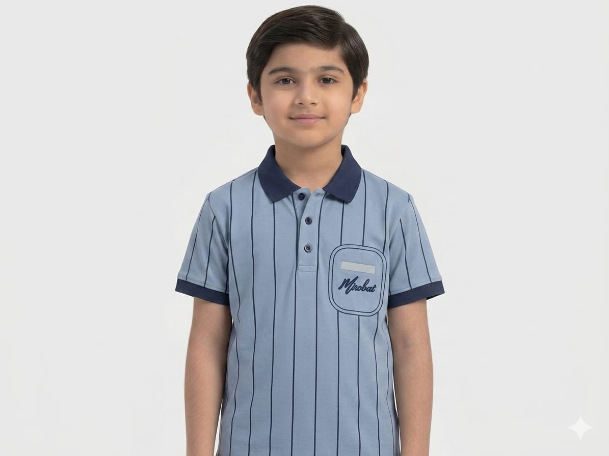Classic Striped Polo Shirt with Chest Pocket for Boys Casual Summer Smart Look