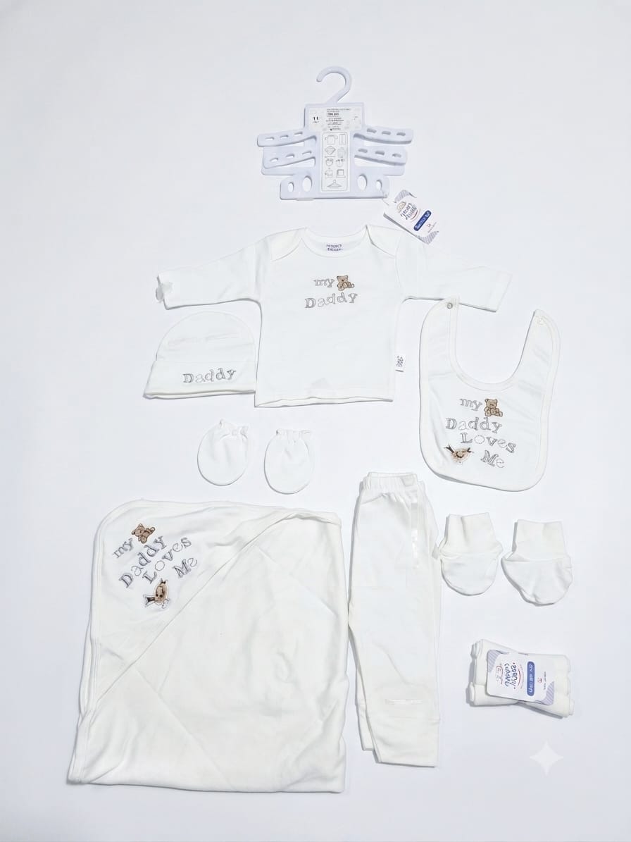 Premium Cotton Newborn Baby Starter Gift Set My Mummy And Daddy Loves Me Theme