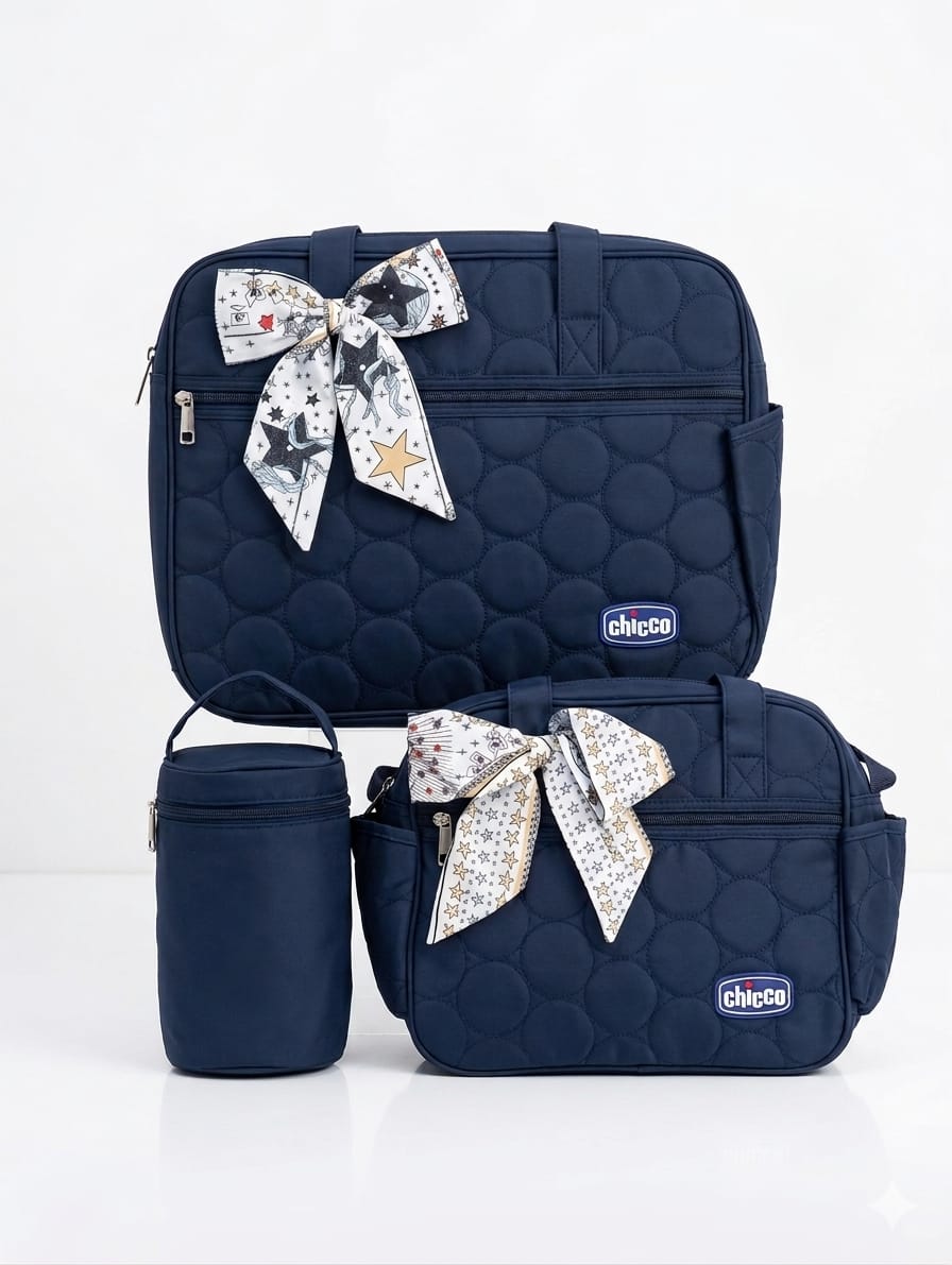 Chicco 3-Piece Quilted Diaper Bag Set with Matching Pouch & Bottle Holder
