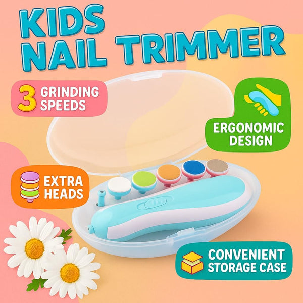 Electric Baby Nail Trimmer Safe Infant Manicure Set With Six Grinding Heads Premium Pink