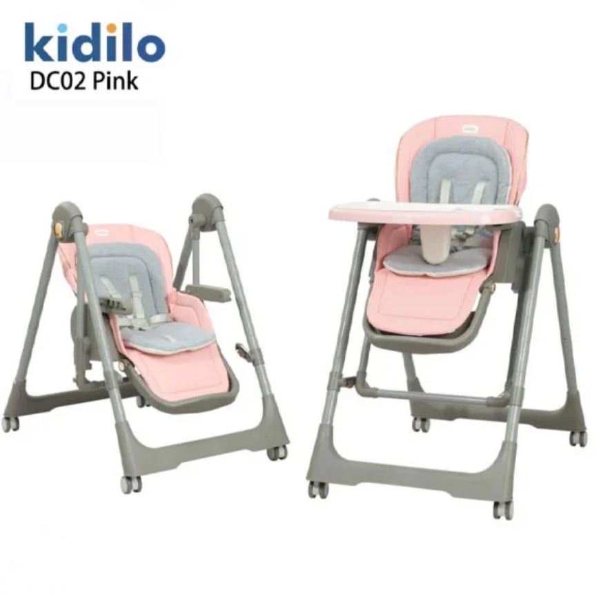 Premium Kidilo DC02 Adjustable Baby High Chair - Foldable, Portable Feeding Seat with Removable Tray