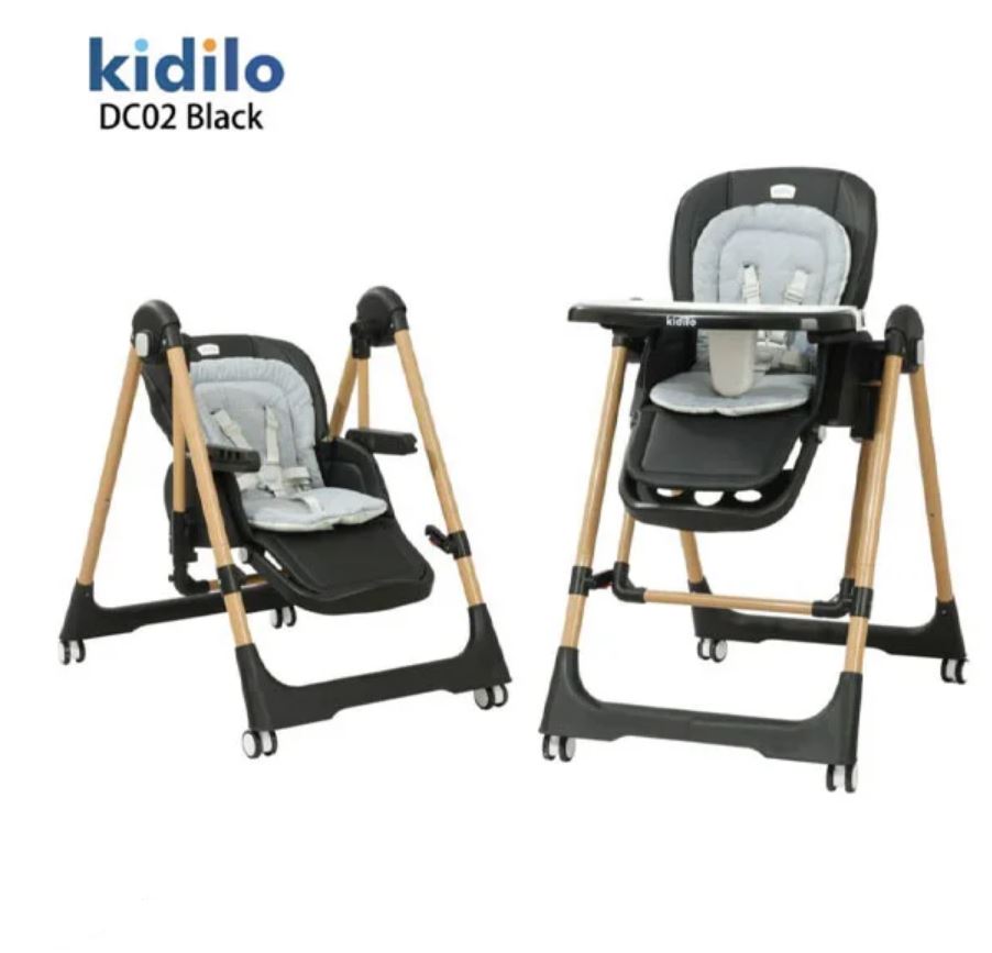 Premium Kidilo DC02 Adjustable Baby High Chair - Foldable, Portable Feeding Seat with Removable Tray