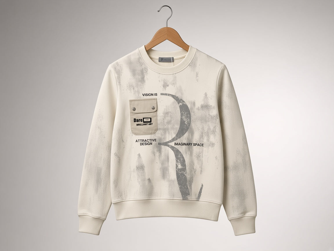 Stylish Kids Graphic Printed Sweatshirt With Chest Pocket Winter Wear
