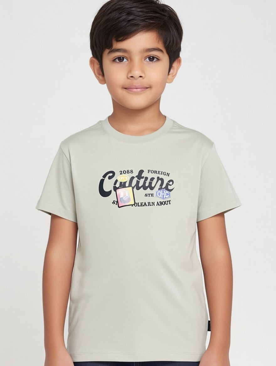 Boys Premium "Couture" Graphic Print Cotton Crew Neck Comfort Fit Short Sleeve Casual T-Shirt