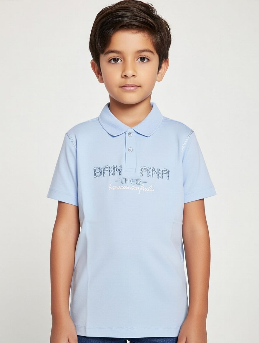 Premium Boys Banana Printed Cotton Polo Shirt – Stylish Summer Comfort Wear for Kids
