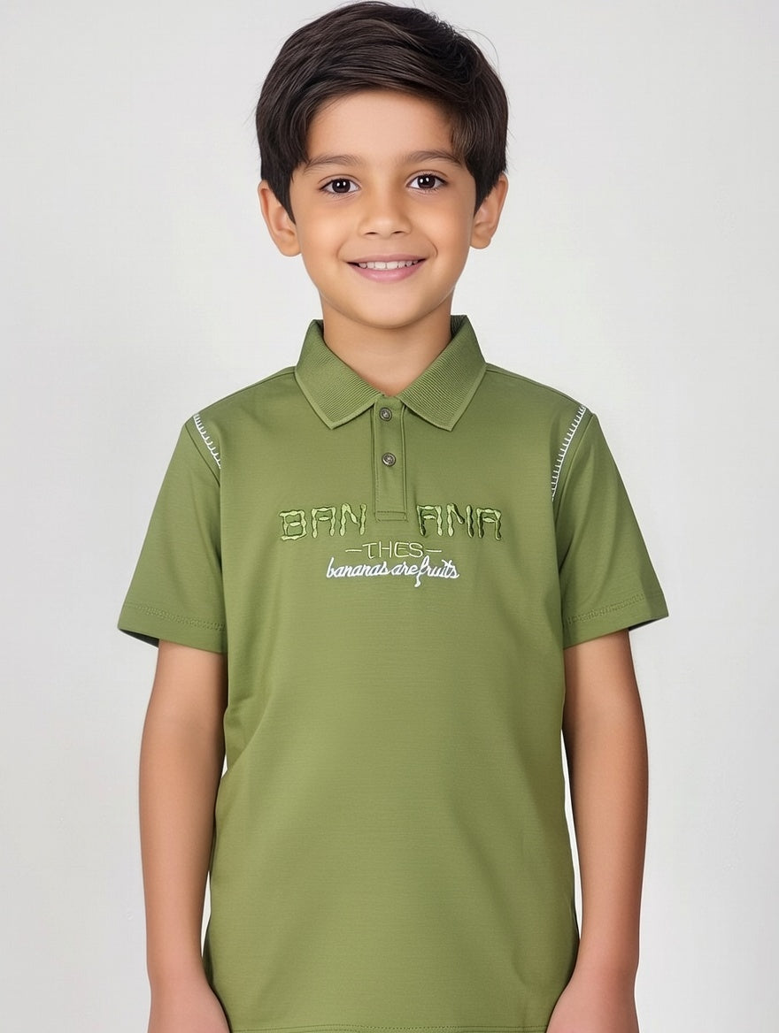 Premium Boys Banana Printed Cotton Polo Shirt – Stylish Summer Comfort Wear for Kids