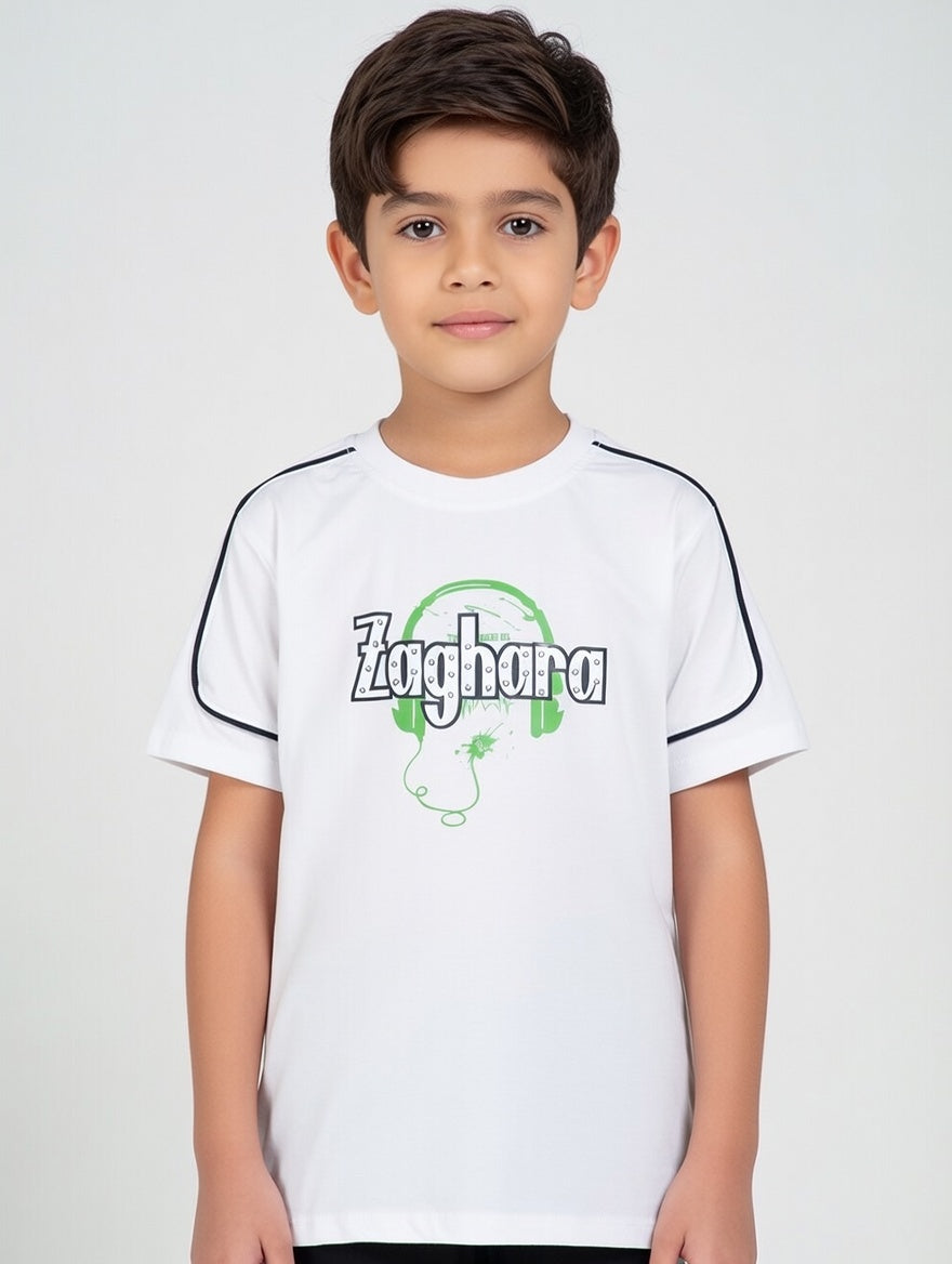 Premium Boys Cotton Graphic Tee Pack - Stylish Headphones Print in Five Vibrant Summer Colors