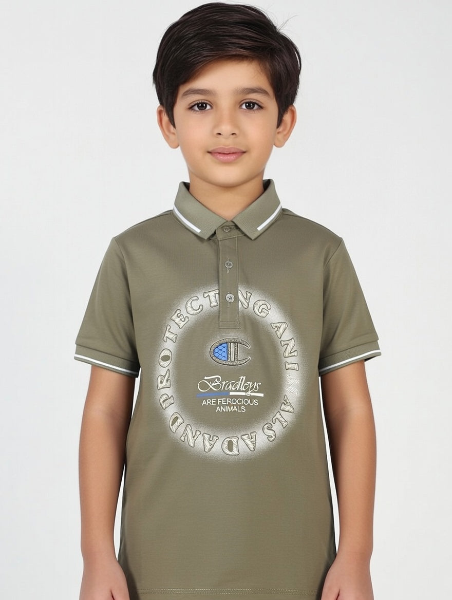 Protecting Animals Are Ferocious Animals Graphic Print Boys Premium Quality Cotton Polo Neck Shirt