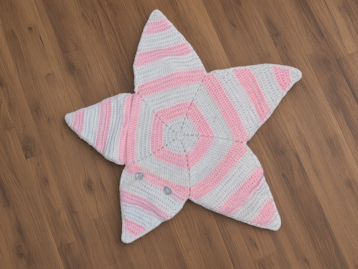 Handmade Crocheted Striped Star Shaped Baby Sleeping Bag Swaddle Blanket Pouch