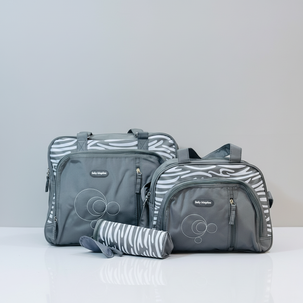 Premium 3-Piece Baby Diaper Bag Set – Large Capacity, Travel Organizer with Bottle Holder