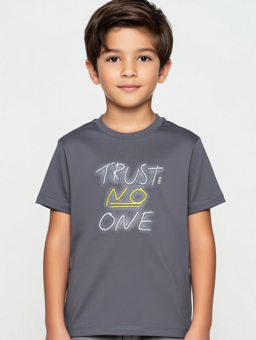 Boys Premium Cotton Graphic Print T-Shirt – Stylish Trust No One Slogan Casual Summer Wear