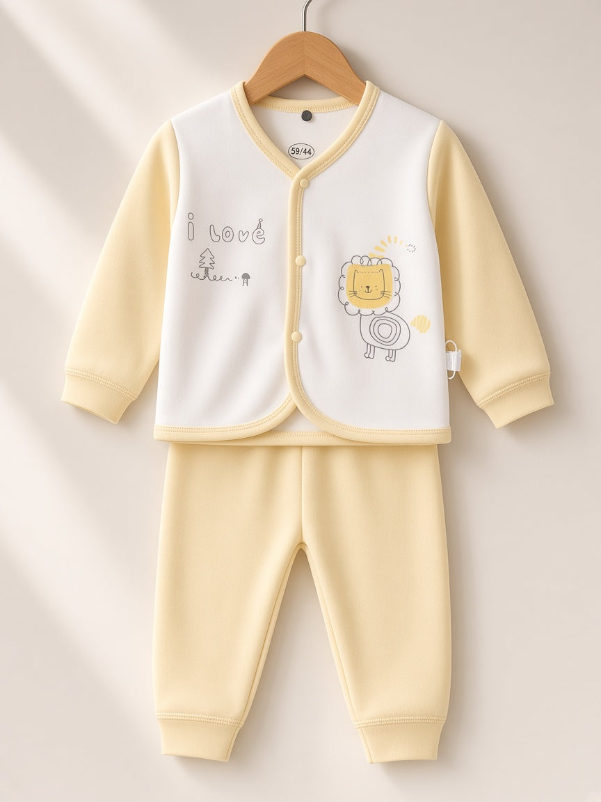 Baby Boys Or Girls Long Sleeve Cardigan And Pants Set With Lion Print
