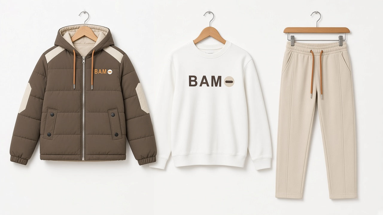 Kids Winter 3-Piece Tracksuit Set Hooded Puffer Jacket Sweatshirt and Jogger Pants