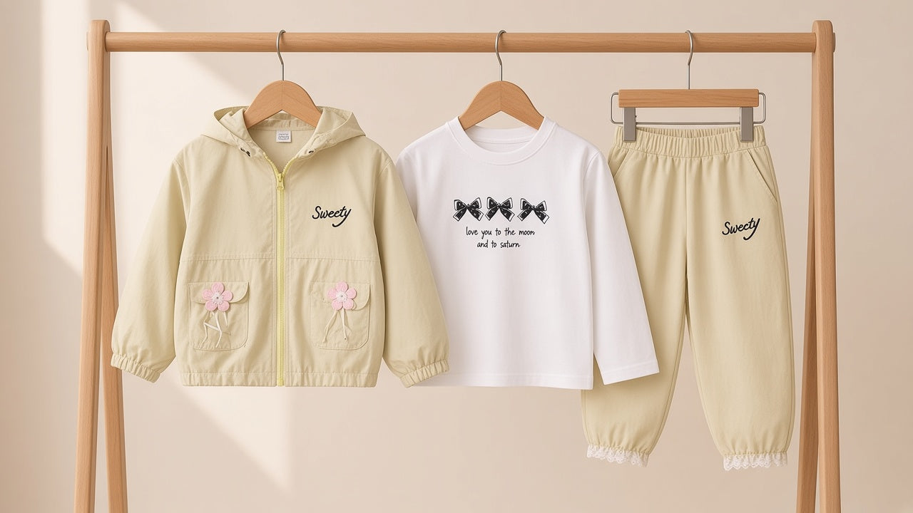 Girls Winter 3 Piece Tracksuit Set With Hooded Jacket Shirt And Trousers