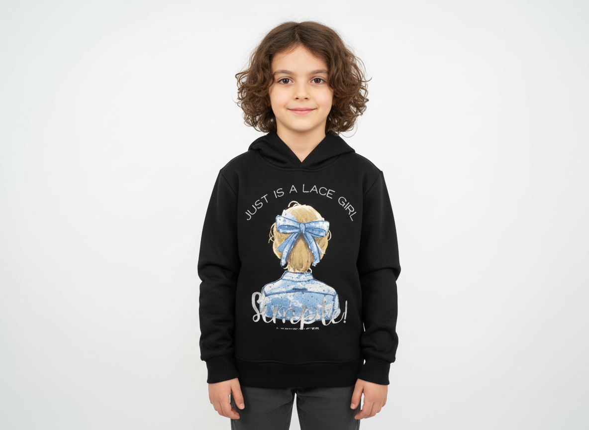 Premium Winter Hoodie for Boys & Girls | Black & Pink | Sizes 6–14 Years