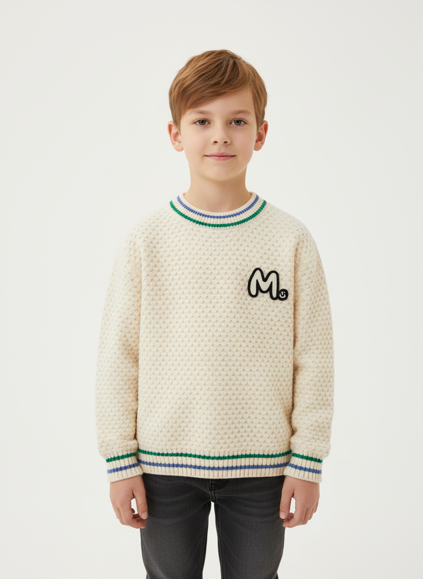 Kids Premium Soft Fleece Sweatshirt – Warm, Cozy & Stylish | Brown & Off-White | Sizes 1–4 Years