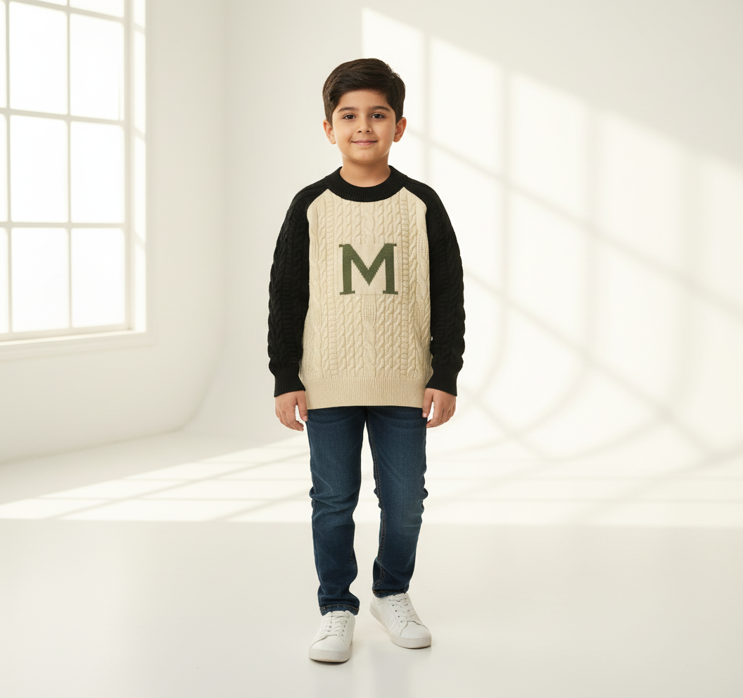 Premium Wool Sweatshirt for Kids (3–8 Years) – Black | Green | Brown