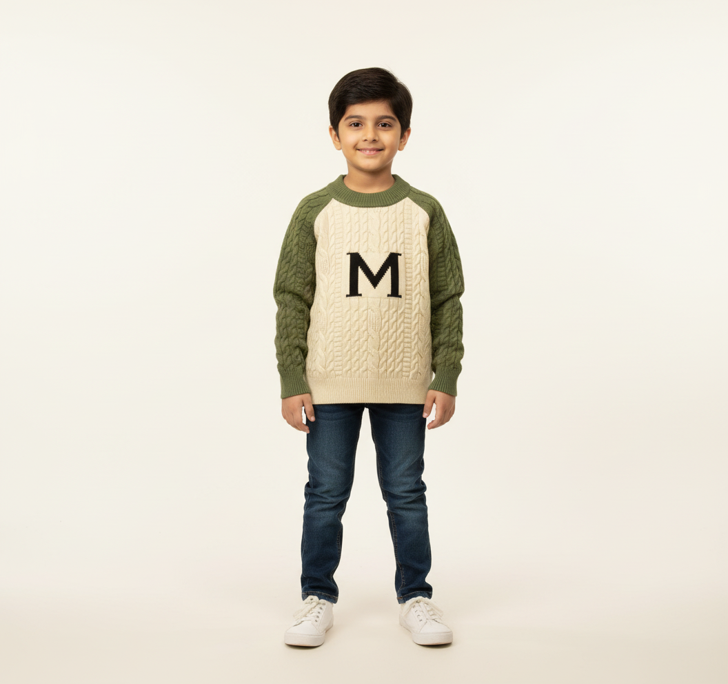 Premium Wool Sweatshirt for Kids (3–8 Years) – Black | Green | Brown