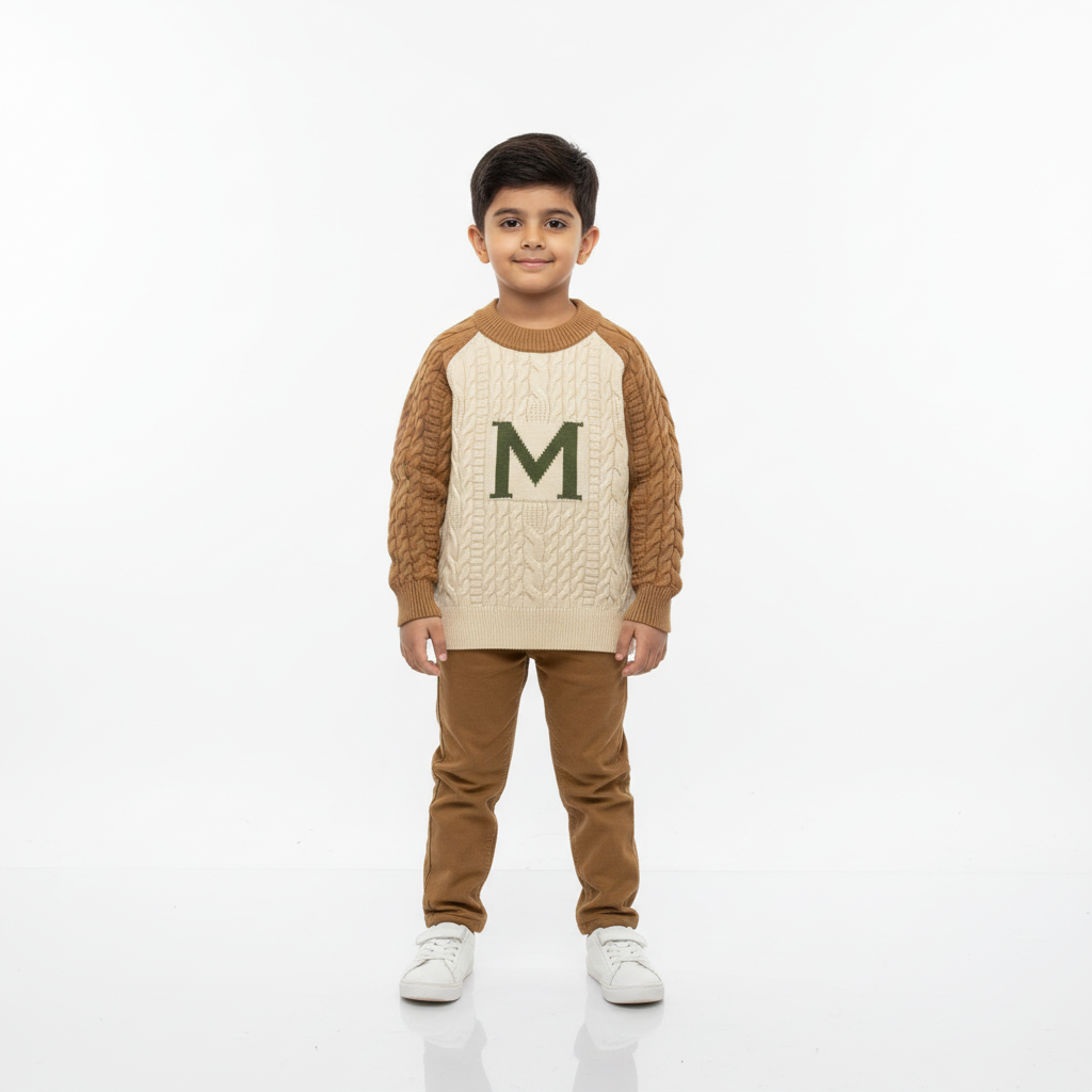 Premium Wool Sweatshirt for Kids (3–8 Years) – Black | Green | Brown