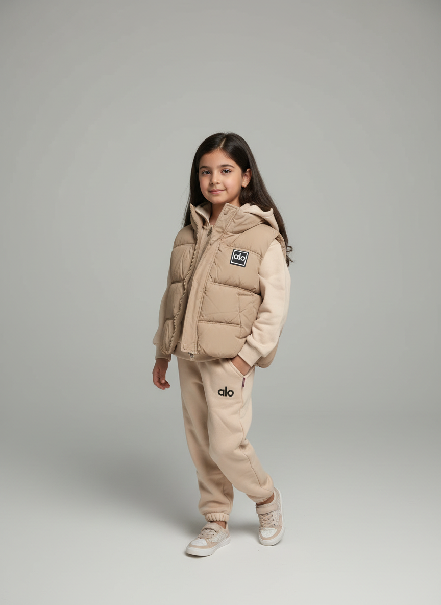 🧥 Premium Alo Kids Winter Tracksuit With Puffer Vest – (1 to 4 Years)