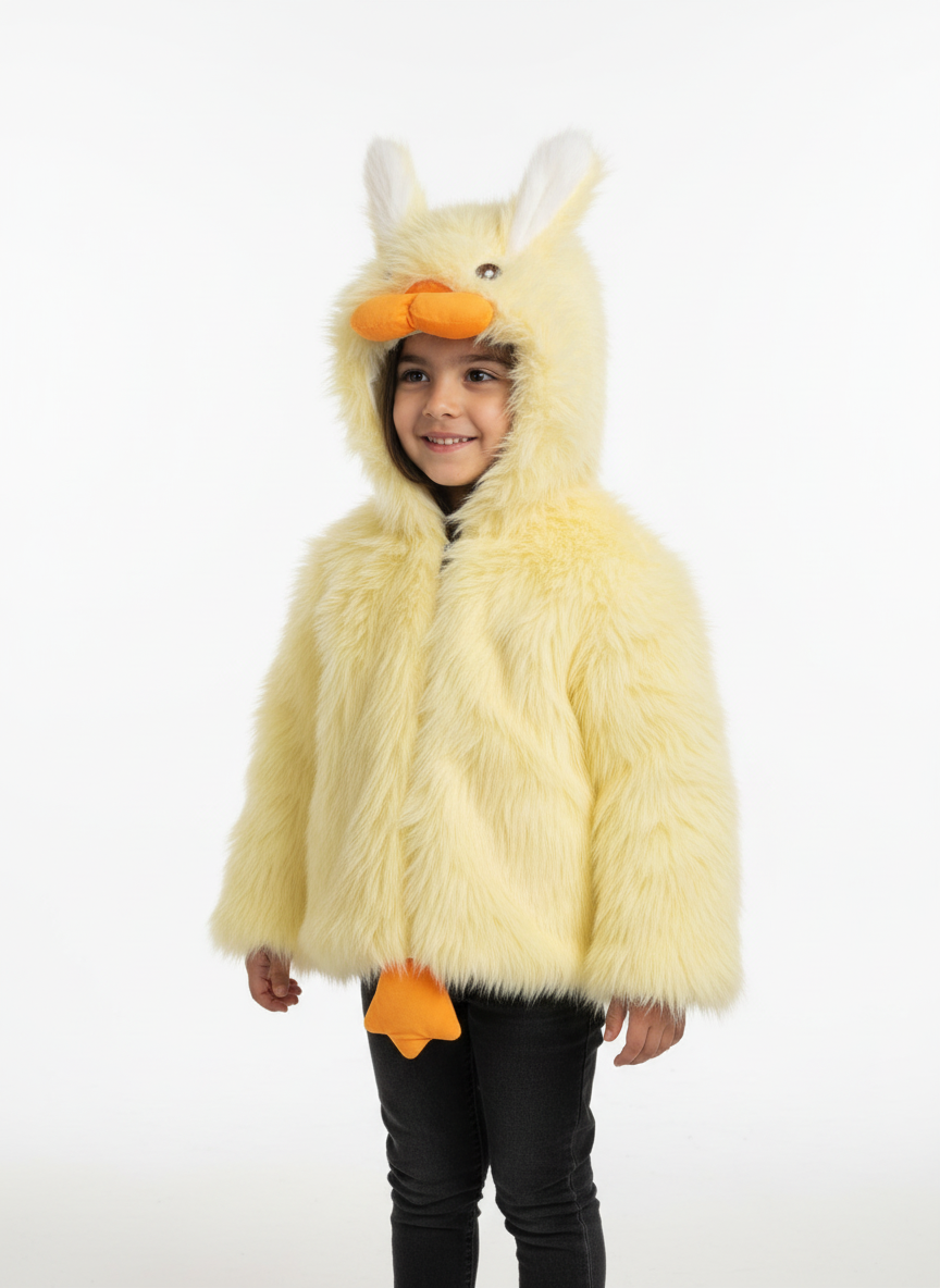 Baby & Kids Premium Fluffy Animal Hoodie Jacket – Super Soft Winter Wear | White, Pink & Yellow | Sizes 1–4 Years