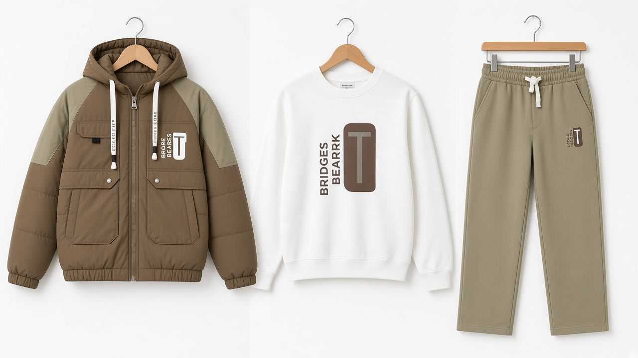 Kids Winter 3-Piece Tracksuit Set Hooded Jacket Sweatshirt and Jogger Pants