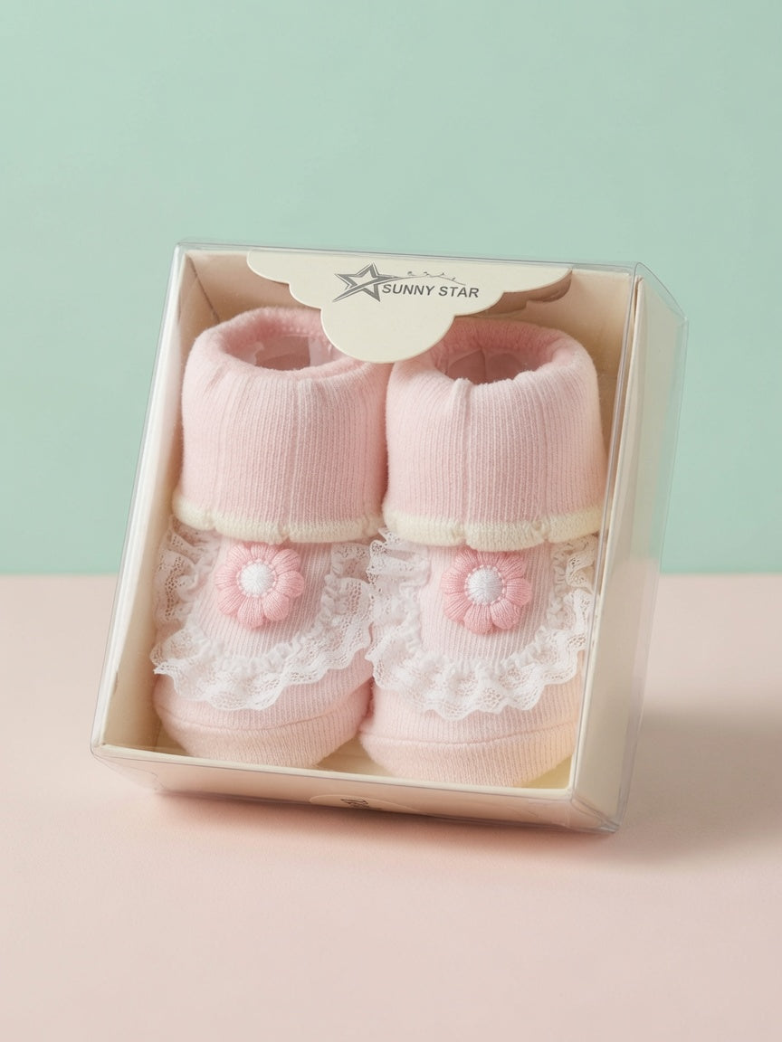 Adorable Floral Lace Baby Booties Gift Set for Comfortable and Stylish Little Feet