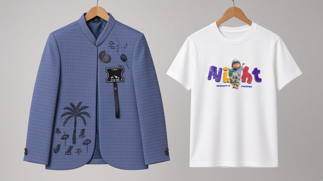 Stylish Printed T Shirt And Graphic Jacket Outfit Set For Kids Casual Party Wear