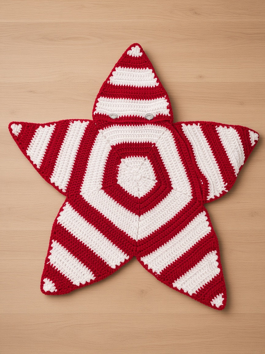 Handmade Crocheted Striped Star Shaped Baby Sleeping Bag Swaddle Blanket Pouch